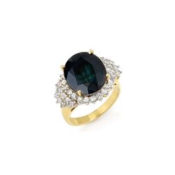 9.88 ctw Blue Sapphire & Diamond Ring 14K Yellow Gold