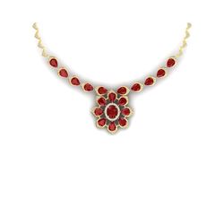 30.70 ctw Ruby & VS Diamond Necklace 18K Yellow Gold