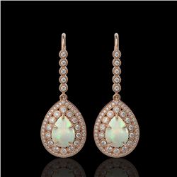 8.29 ctw Certified Opal & Diamond Victorian Earrings 14K Rose Gold