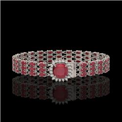 31.91 ctw Ruby & Diamond Bracelet 14K White Gold
