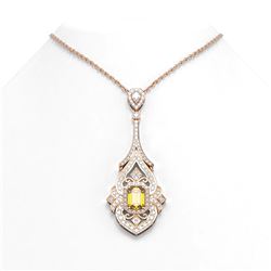 9.11 ctw Canary Citrine & Diamond Necklace 18K Rose Gold