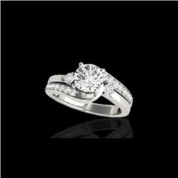 1.75 ctw Certified Diamond Bypass Solitaire Ring 10K White Gold