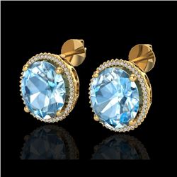 25 ctw Sky Blue Topaz & Micro VS/SI Diamond Earrings 18K Yellow Gold