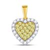 Image 1 : 14kt Yellow Gold Round Yellow Diamond Heart Frame Pendant 7/8 Cttw