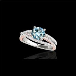 1.65 ctw SI Certified Blue Diamond Solitaire Ring 10K White & Rose Gold