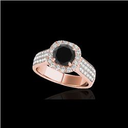 1.8 ctw Certified VS Black Diamond Solitaire Halo Ring 10K Rose Gold
