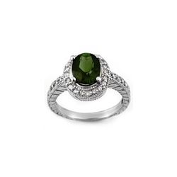 3.40 ctw Green Tourmaline & Diamond Ring 14K White Gold