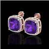 Image 1 : 12 ctw Amethyst & Micro Pave VS/SI Diamond Earrings 14K Rose Gold