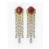 Image 1 : 13.73 ctw Ruby & Diamond Earrings 18K Yellow Gold