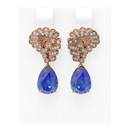6.73 ctw Tanzanite & Diamond Earrings 18K Rose Gold
