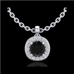 1.1 ctw Fancy Black Diamond Art Deco Stud Necklace 18K White Gold
