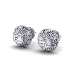 1.31 ctw VS/SI Diamond Solitaire Art Deco Stud Earrings 18K White Gold