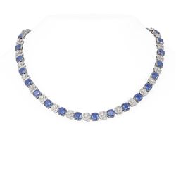 66.35 ctw Tanzanite & Diamond Necklace 18K White Gold