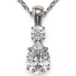 0.9 ctw Pear Cut Diamond Designer Necklace 18K White Gold