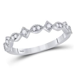 14kt White Gold Round Diamond Geometric Stackable Band Ring 1/10 Cttw