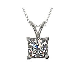 1 ctw Certified VS/SI Quality Princess Diamond Necklace 10K White Gold