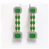 Image 1 : 10.22 ctw Jade & Diamond Earrings 14K Yellow Gold