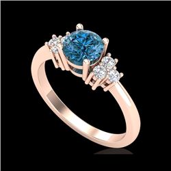 1 ctw Fancy Intense Blue Diamond Engagement Ring 18K Rose Gold