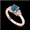 Image 1 : 1 ctw Fancy Intense Blue Diamond Engagement Ring 18K Rose Gold