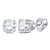 14kt White Gold Unisex Round Diamond Solitaire Stud Earrings 3/4 Cttw
