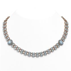 45.94 ctw Aquamarine & Diamond Necklace 14K Rose Gold