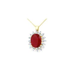 8.25 ctw Ruby & Diamond Pendant 14K Yellow Gold