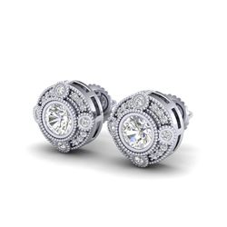 1.5 ctw VS/SI Diamond Solitaire Art Deco Stud Earrings 18K White Gold