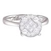 14kt White Gold Princess Round Diamond Cluster Bridal Wedding Engagement Ring 2.00 Cttw
