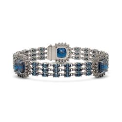 38.62 ctw London Topaz & Diamond Bracelet 14K White Gold