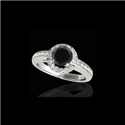 1.5 ctw Certified VS Black Diamond Solitaire Halo Ring 10K White Gold