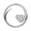 10kt White Gold Round Diamond Heart Circle Pendant 1/4 Cttw