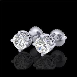 1.5 ctw VS/SI Diamond Solitaire Art Deco Stud Earrings 18K White Gold