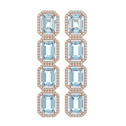 19.49 ctw Aquamarine & Diamond Micro Pave Halo Earrings 10K Rose Gold