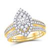 14kt Yellow Gold Round Diamond Bridal Wedding Engagement Ring Band Set 1.00 Cttw