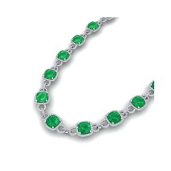 56 ctw Emerald & VS/SI Diamond Certified Necklace 14K White Gold