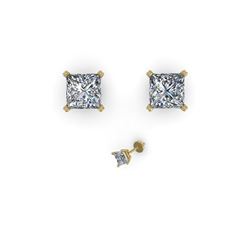 1.00 ctw Princess Cut VS/SI Diamond Designer Earrings 18K Yellow Gold
