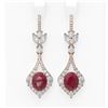 Image 1 : 10.62 ctw Ruby & Diamond Earrings 18K Rose Gold