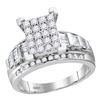 10kt White Gold Round Diamond Cindys Dream Cluster Bridal Wedding Engagement Ring 1-1/2 Cttw