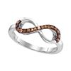Image 1 : 10kt White Gold Round Brown Diamond Infinity Ring 1/5 Cttw