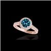 1.33 ctw SI Certified Fancy Blue Diamond Halo Ring 10K Rose Gold