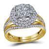 14kt Yellow Gold Princess Diamond Bridal Wedding Engagement Ring Band Set 1-1/2 Cttw