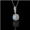 2.25 ctw Aquamarine & Diamond Victorian Necklace 14K White Gold