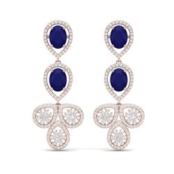9.75 ctw Sapphire & VS Diamond Earrings 18K Rose Gold