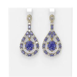 20.36 ctw Tanzanite & Diamond Earrings 18K Yellow Gold