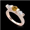 Image 1 : 2.3 ctw Intense Fancy Yellow Diamond Micro Pave Ring 18K Rose Gold