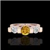 Image 2 : 2.3 ctw Intense Fancy Yellow Diamond Micro Pave Ring 18K Rose Gold