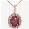 Image 2 : 28.98 ctw Certified Ruby & Diamond Victorian Necklace 14K Rose Gold
