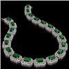 Image 2 : 61.92 ctw Emerald & Diamond Victorian Bracelet 14K White Gold