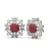 Image 2 : 12.23 ctw Ruby & Diamond with Pearl Earrings 18K White Gold