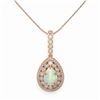 Image 2 : 4.14 ctw Certified Opal & Diamond Victorian Necklace 14K Rose Gold